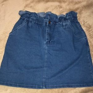 Ruffled Waist Jean Skirt